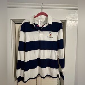Disney Mens Long Sleeve Navy and White Rugby Shirt